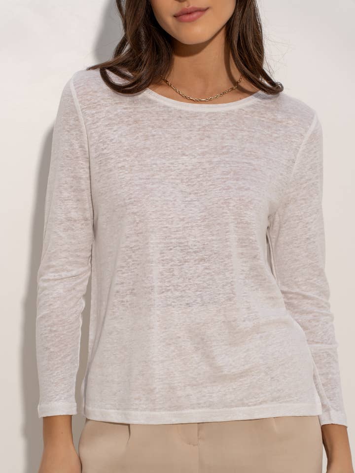 T-shirt met ronde hals en lange mouwen van 100% linnen voor wholesale door jw.atelier