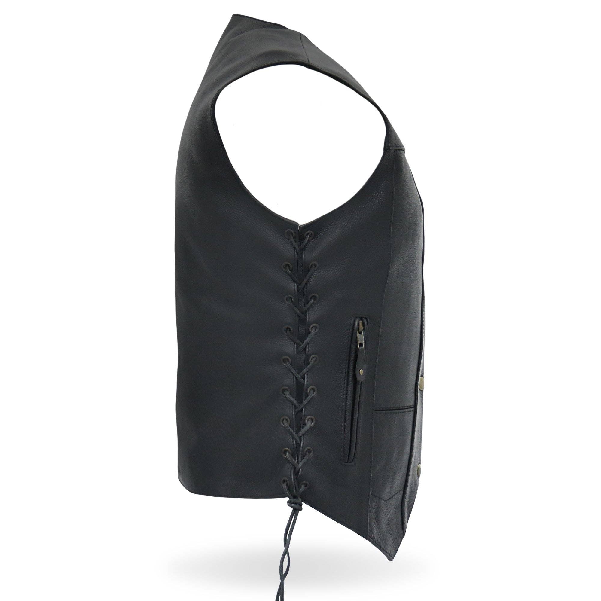 BLK Hot Leathers VSL1008 - Gilet da motociclista da donna, in pelle, con dieci tasche, colore nero in vendita all'ingrosso su Faire7