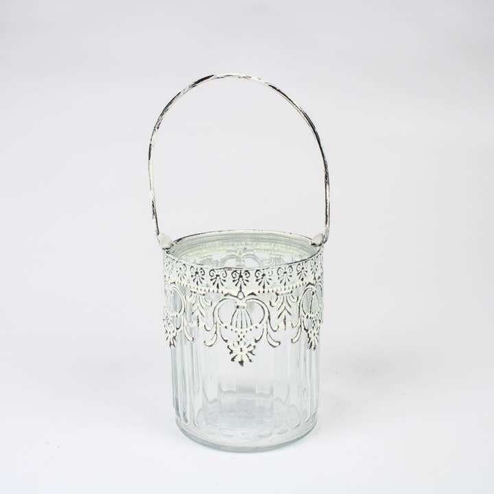 Handled Tea Light Holder With Metal Victorian Edge for wholesale by Originals International Ltd