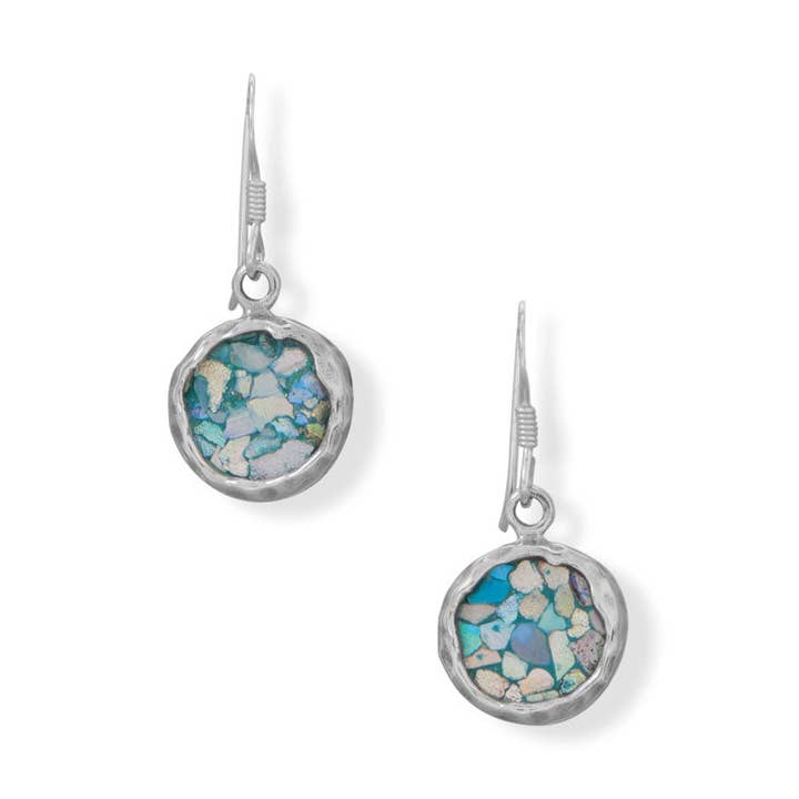 13,5 mm runda antika romerska glas örhängen för wholesale av Silver Stars Collection