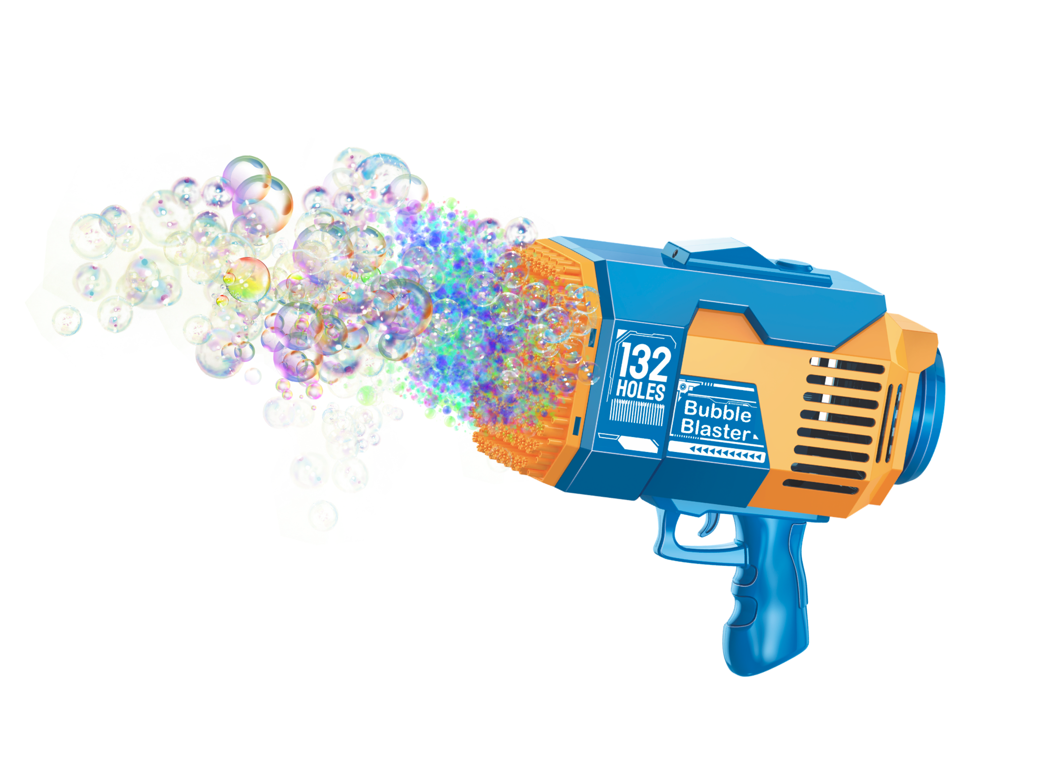 A caixa contém 4 azul/laranja e 4 azul/verde 132 Buracos Bubble Blaster para venda a revendedores na Faire1