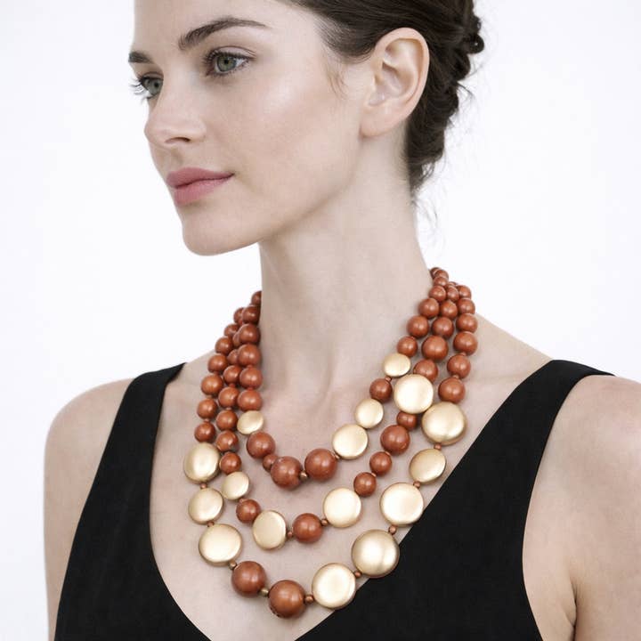 Elegant Multilayer Disc Necklace for wholesale by Miss Minna