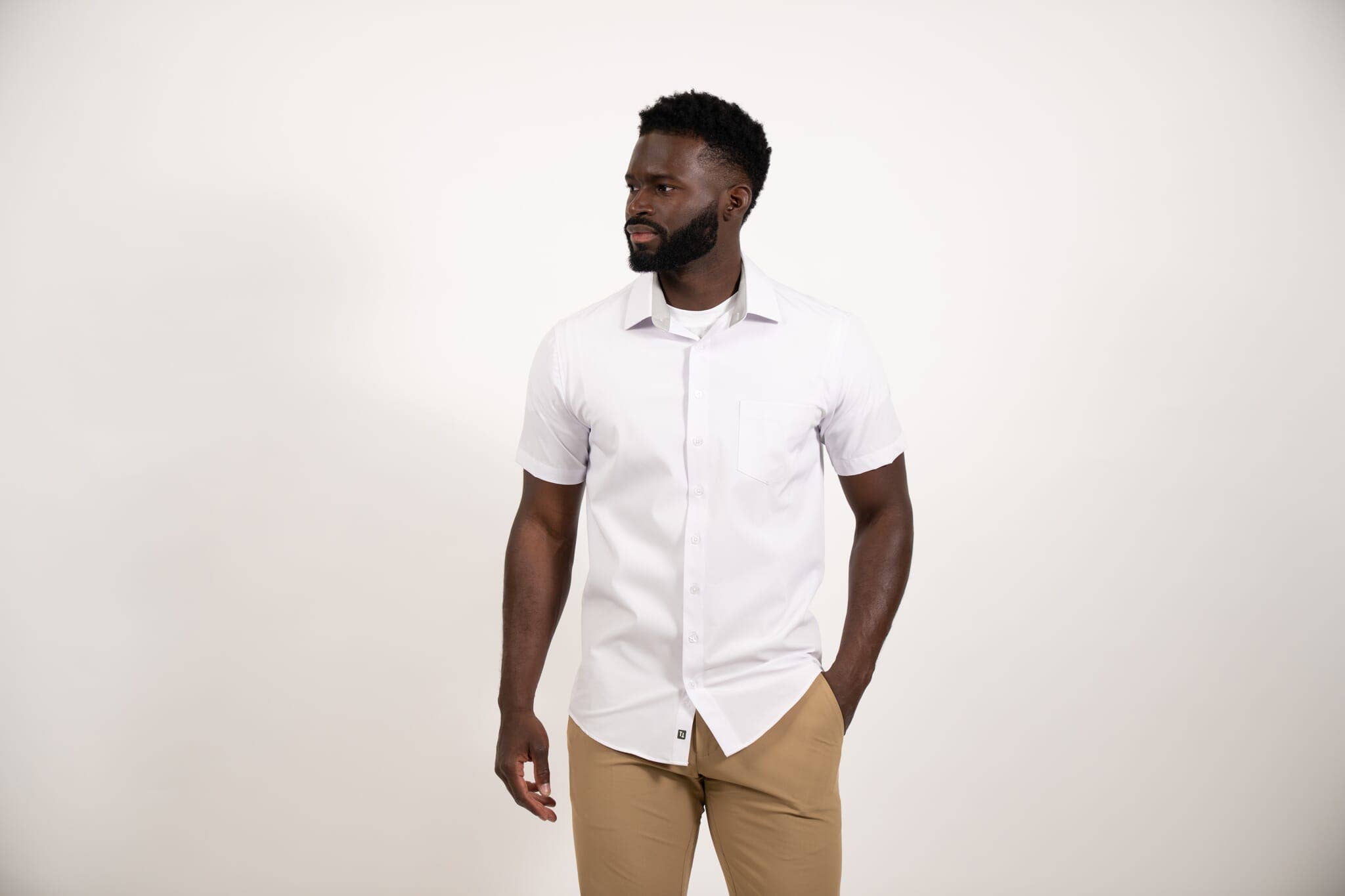 Tough Apparel - Wholesale Button Down Shirt - Men's - White Hustle Dress Shirt - Short Sleeve18