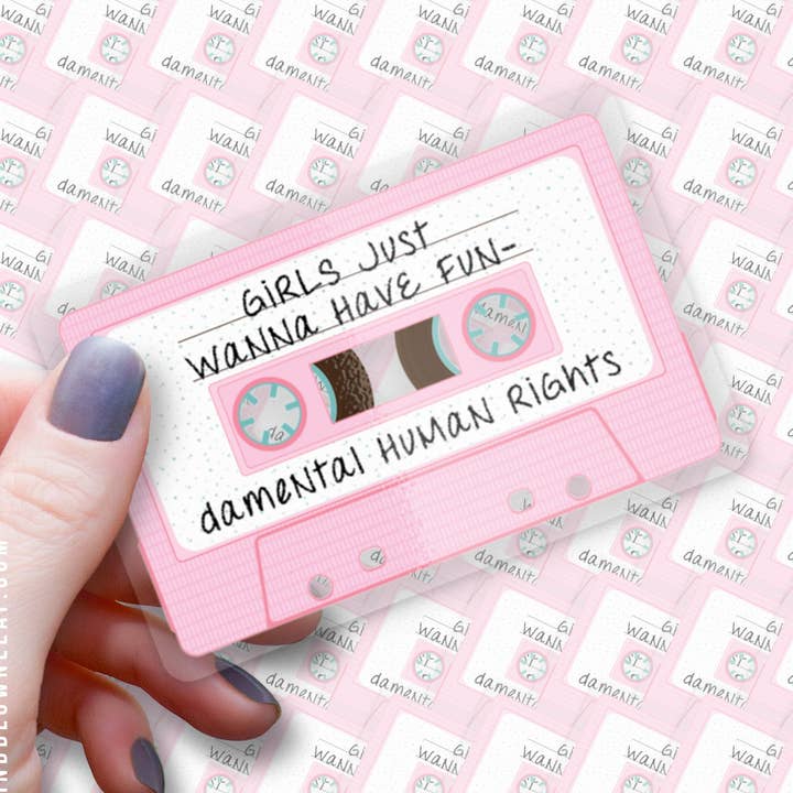 Autocollant en vinyle transparent pour filles, 3 po, Just Wanna Have Fun... damental Human Rights pour la vente par Windblown Leaf Designs