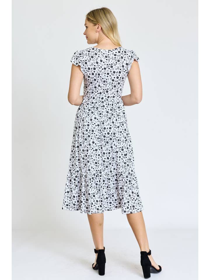 EG fashion - Wholesale Dress - Women's - Flutter Sleeve Ditsy Floral Chevron Sundress12