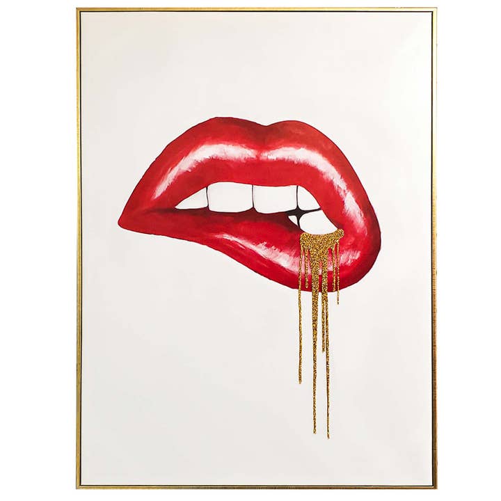 Sparkles Home - Wholesale Painting/Drawing - Dripping Lips Rhinestone Wall Art1
