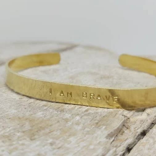I Am Brave Gold Cuff for wholesale by benny and the moo