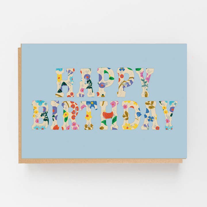 Happy Birthday Romanian Pattern - Blue for wholesale by Lomond Paper Co