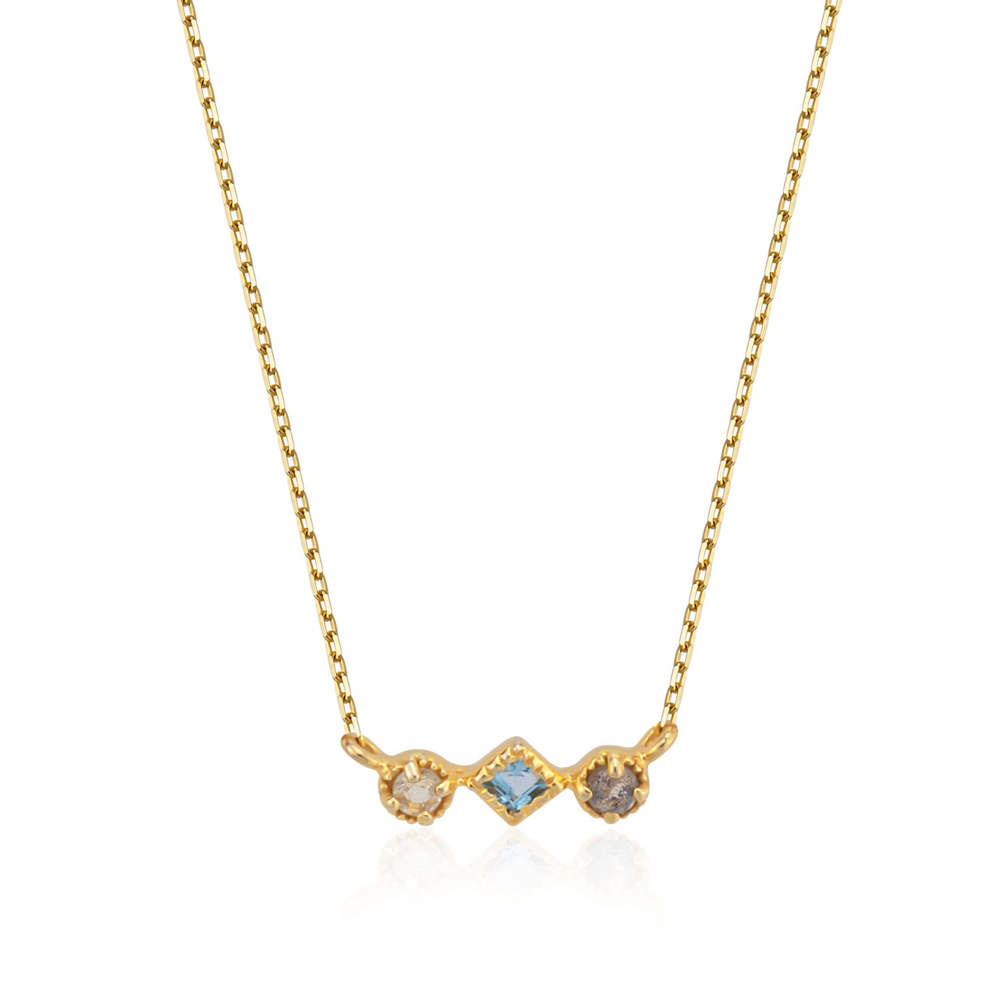 AJS Design Studio - Wholesale Pendant/Charm Necklace - Triple semi precious stone necklace0