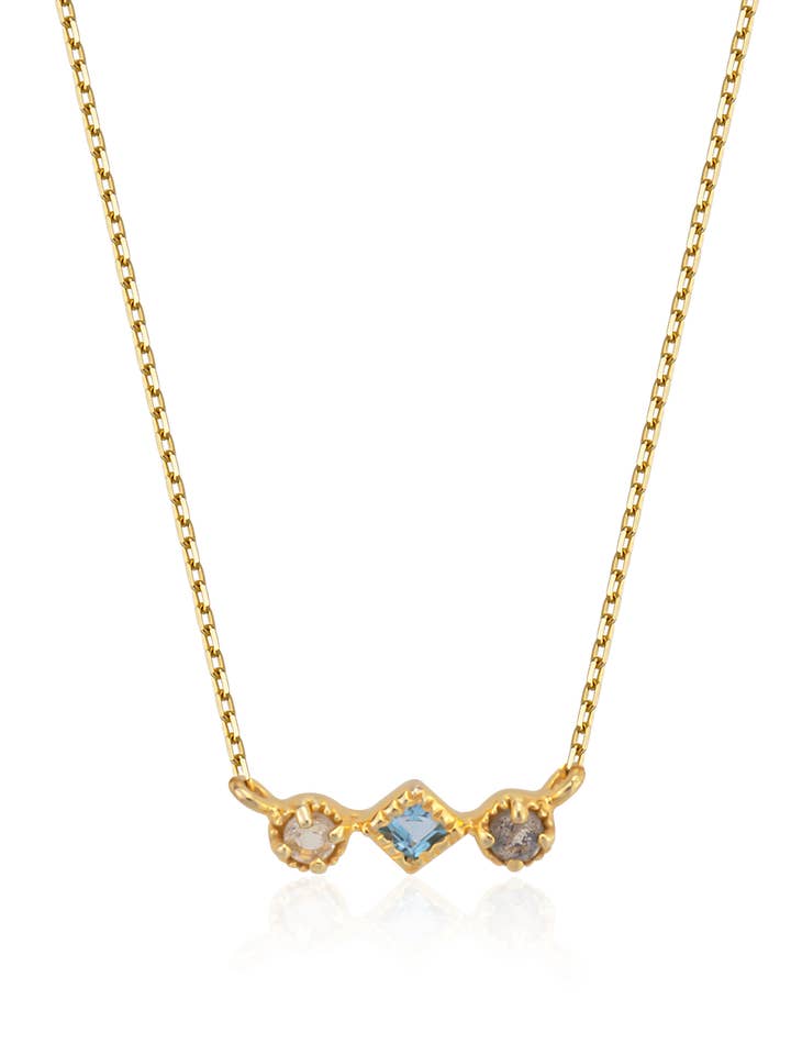 Triple semi precious stone necklace for wholesale by AJS Design Studio