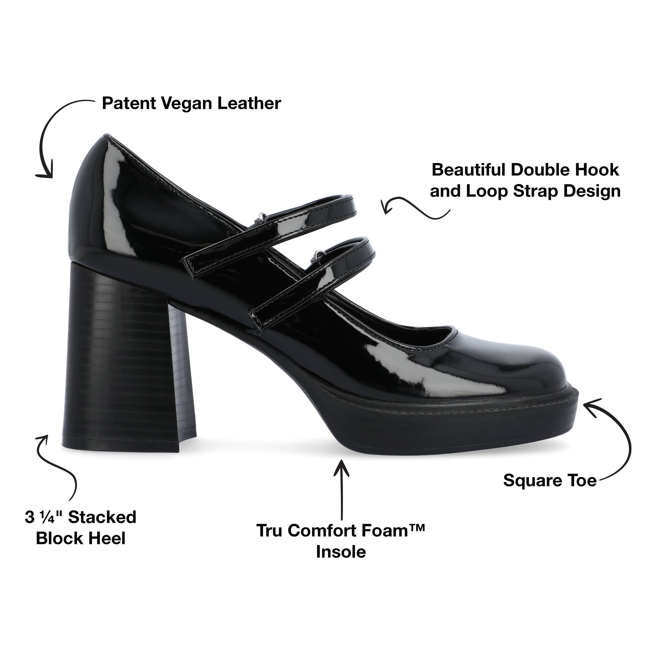 Journee - Wholesale Platform Heels - Women's - Shasta Mary Jane Pump Heels In Patent19