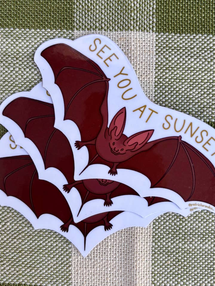 See You at Sunset Bat Sticker – Austin Texas Wildlife for wholesale by Petrichor & Co.