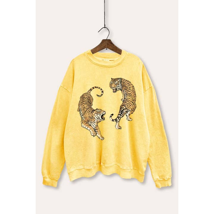 PINK NABI - Wholesale Graphic Sweatshirt - Women's - ROARING TIGERS MINERAL WASH GRAPHIC SWEATSHIRT7