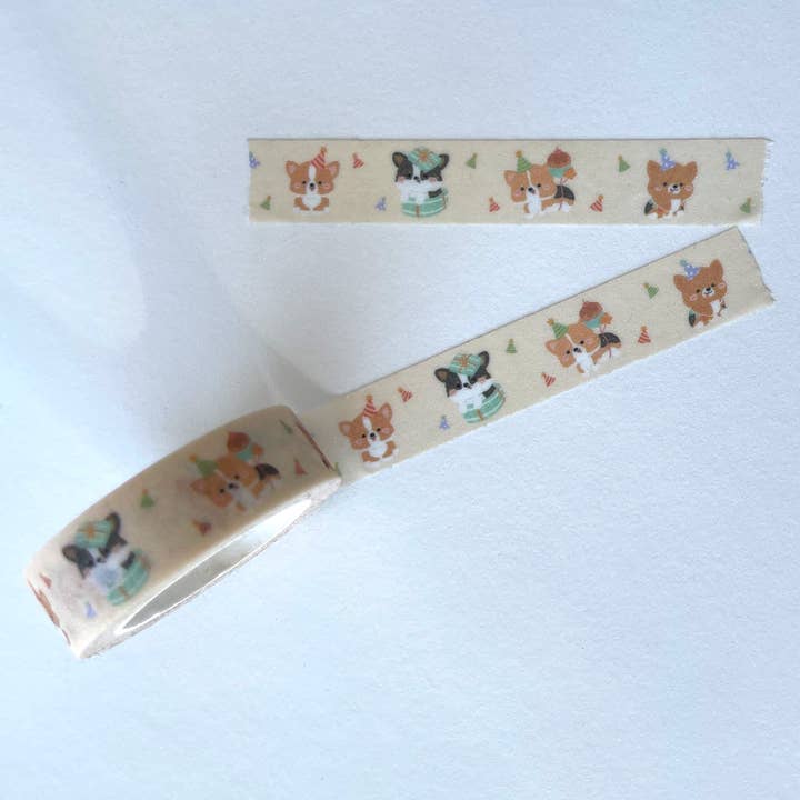 PAWTY CORGI WASHI TAPE for wholesale by Three Corgis
