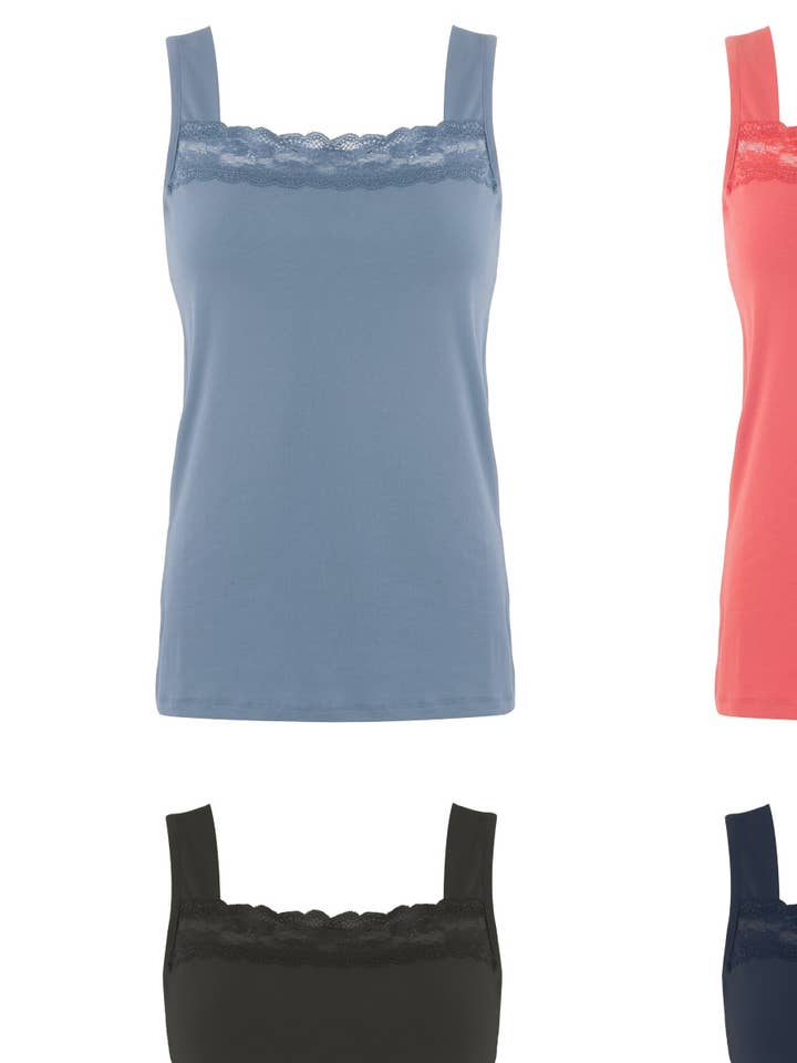 Burnt Coral & Infinity Lace-Detail Camisole Set for wholesale by Urban Diction