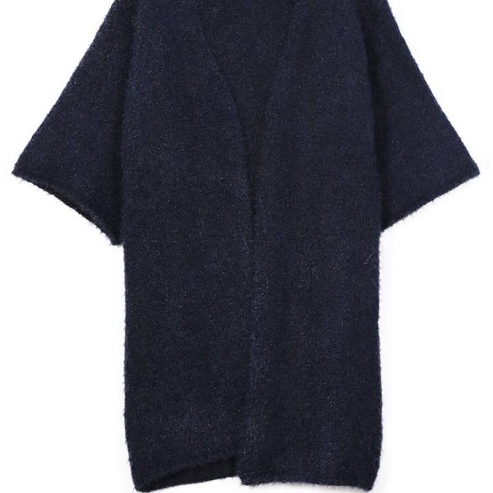 Cardigan en tricot brillant bleu marine hiver pour femmes pour la vente par Fashion City