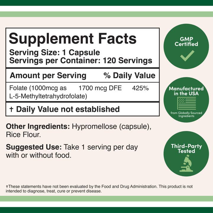 Double Wood Supplements - Wholesale Oral Supplement/Vitamin - Methylfolate