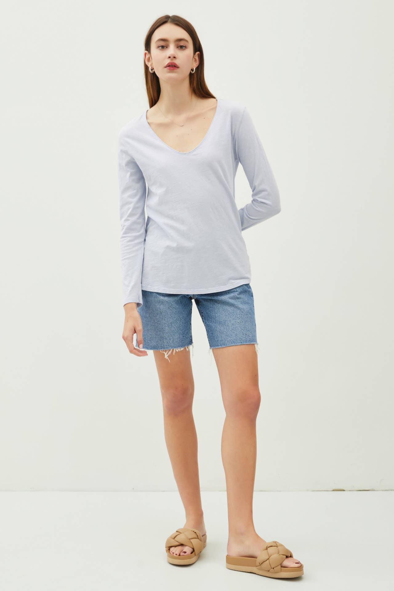 Be Cool - Wholesale T-Shirt - Women's - COTTON V-NECK LONG SLEEVE T-SHIRT12