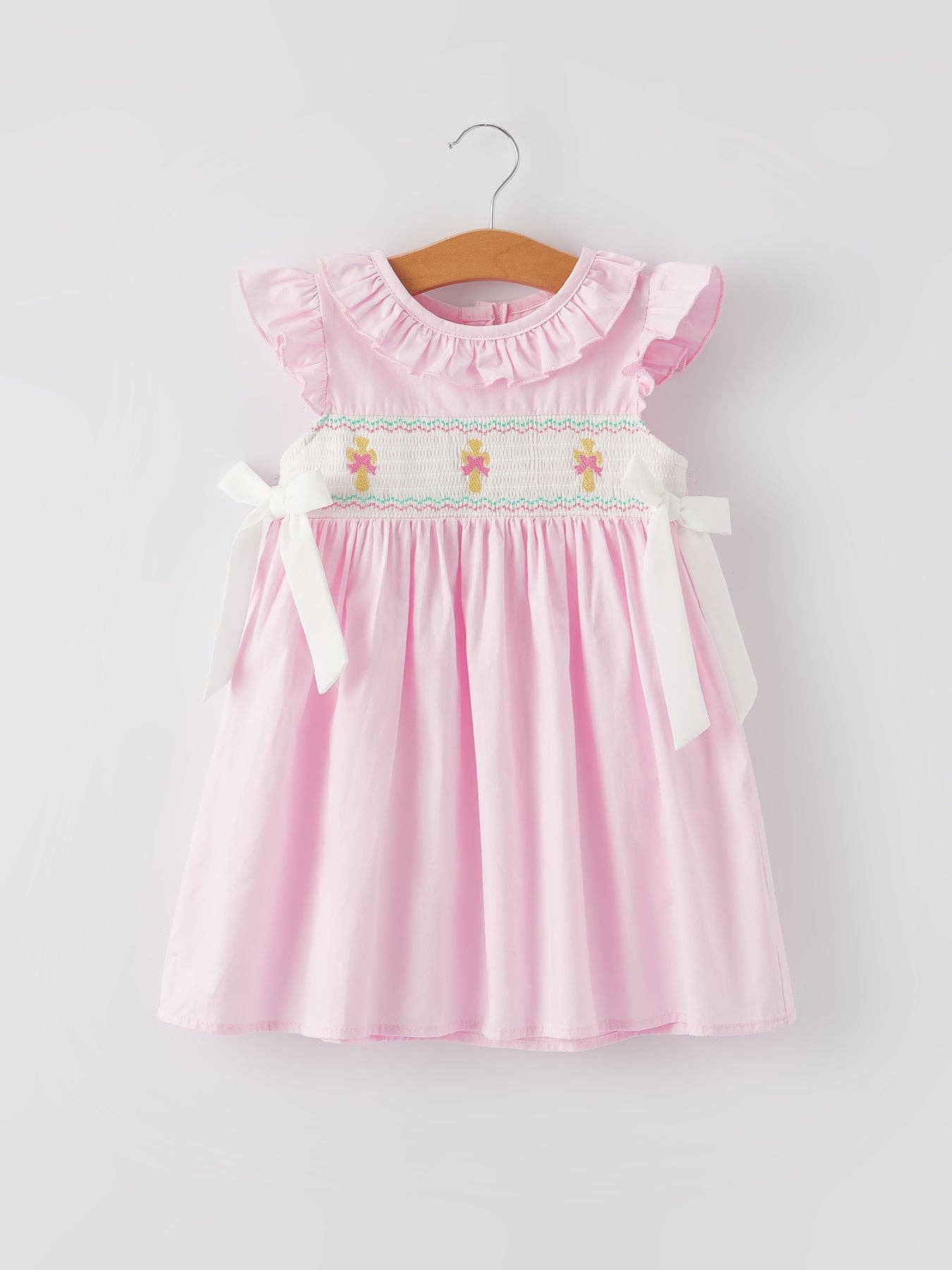 Rylee Faith Designs - Wholesale Dress - Kids - Pink  Smocked Church Christ Bishop Christening Dress4