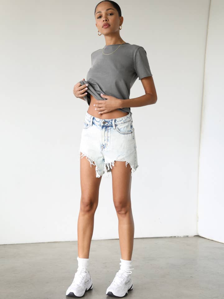 Pantalones cortos de mezclilla de talle alto - DG5101HA para venta al por mayor de DOGMA