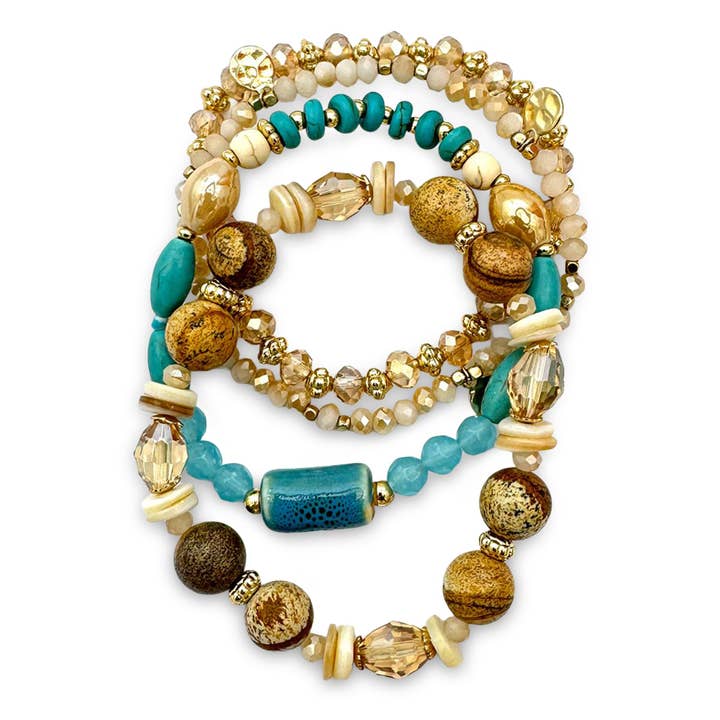 Layered Torquoise & Beads Bracelet for wholesale by Retro Forever
