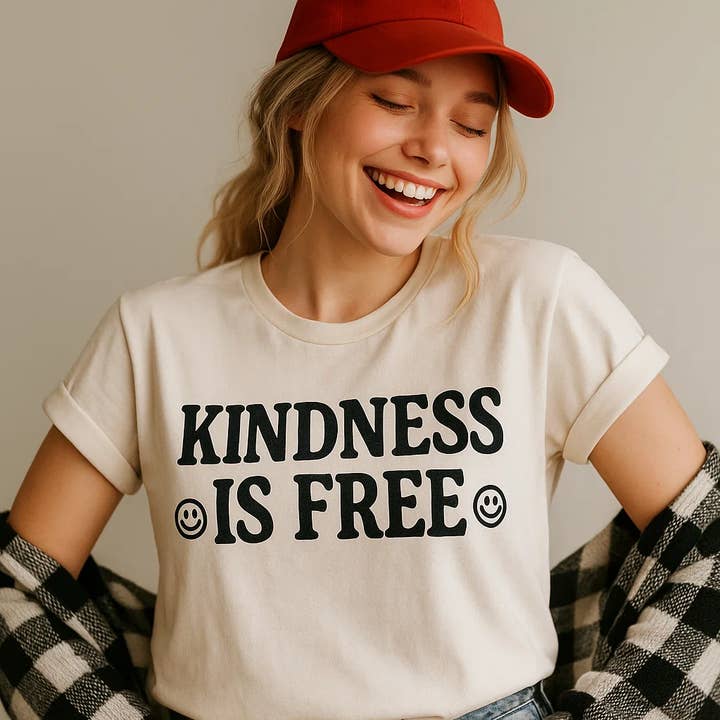 Kindness Is Free T-Shirt, Inspirational Tee, Smiley for wholesale by Soleinspire