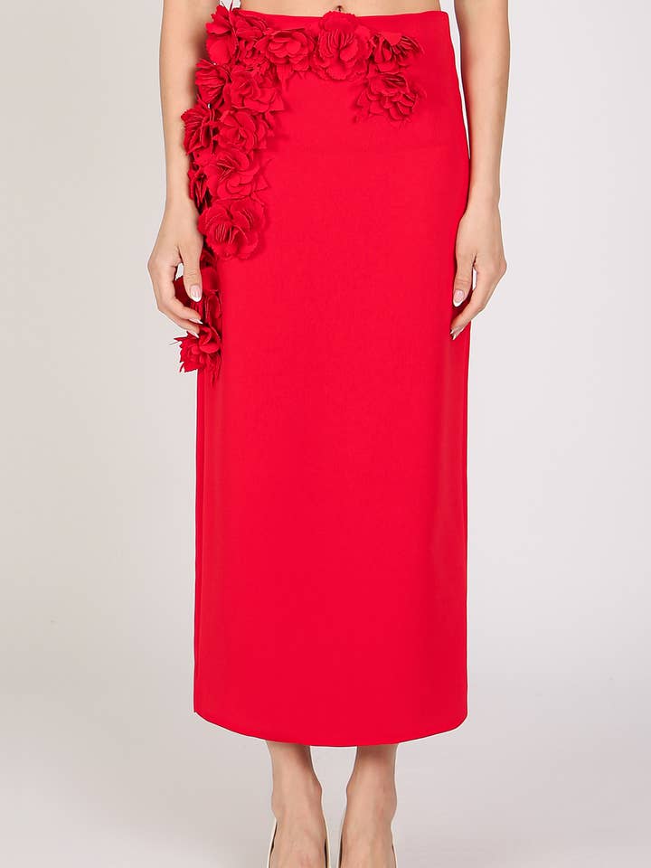 Maxirock mit Blumenmuster und Rüschen-Details in hoher Taille QC5045 für den Großhandel von Beulah Style