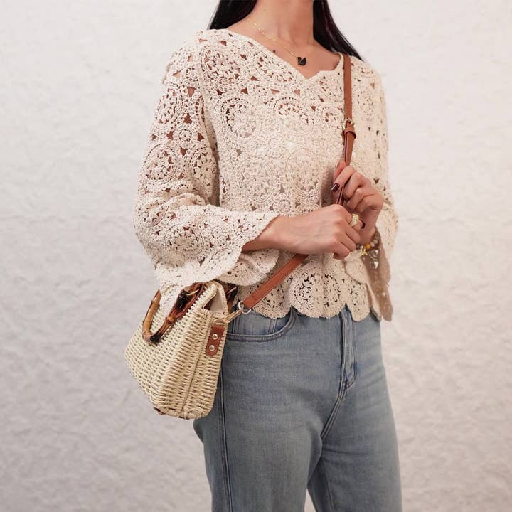ACCITY - Wholesale Beach Bag - HIGH-END RETRO TEXTURED SHOULDER STRAW BAG_CWAB4694