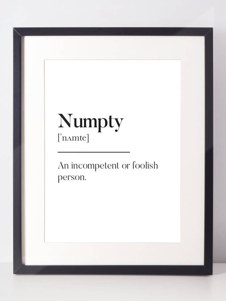 Numpty Scottish Slang Definition Unframed Print for wholesale by Kalloway Design