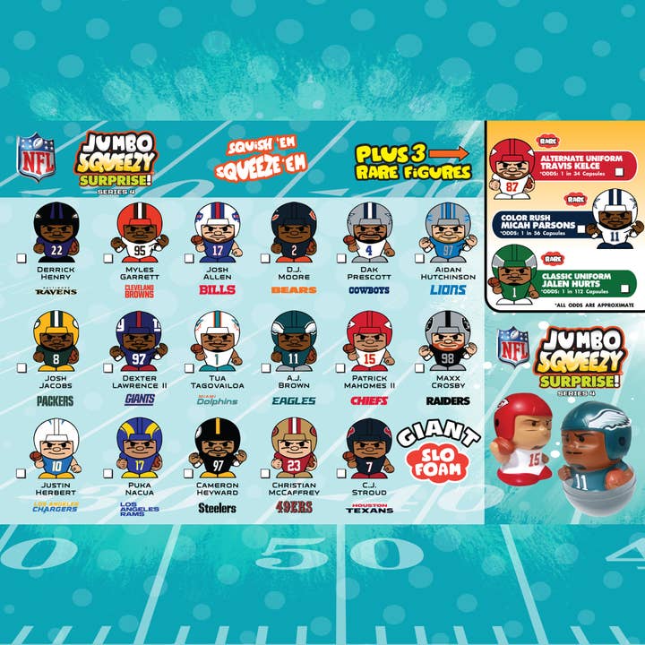 Party Animal, Inc. - Wholesale Classic Toy - Kids - NFL Jumbo Squeezy Capsule Display 2025
