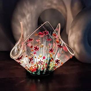 Pam Peters Designs – wholesale Candle holder – Handmade Fused Glass - Gerbera Small Tealight