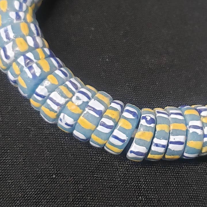 Aadampo African Beads - Wholesale Beads - African glass beads, chevron stripped spacer beads5