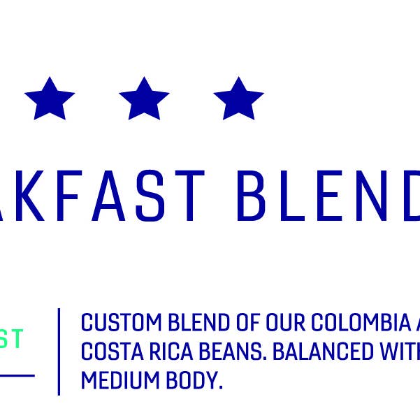 Breakfast Blend - Wholesale - 50ea Pouch for wholesale by Fuzzy Monkey Coffee Co.