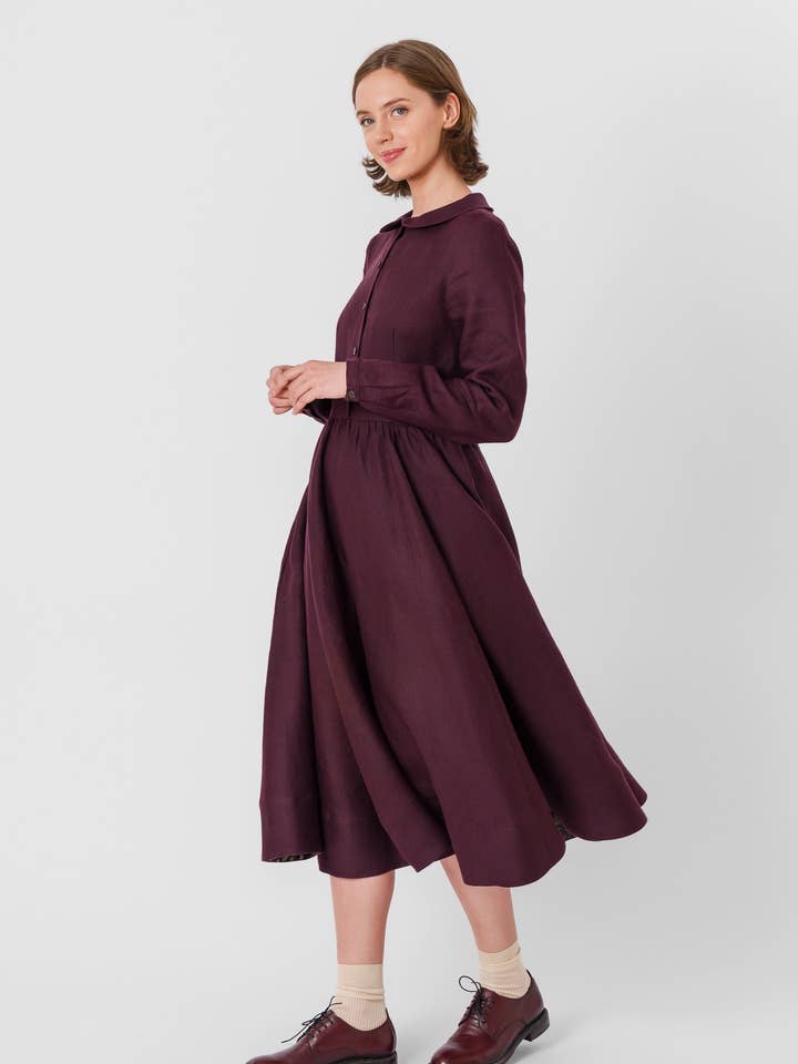 Son de Flor - Wholesale Dress - Women's - Classic Dress, Long Sleeve, Twill Linen2
