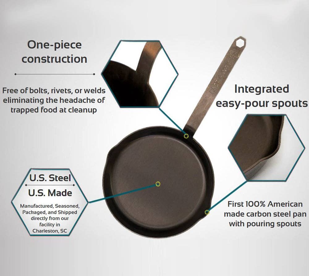 Cast-A-Way Carbon - Wholesale Cast Iron Skillet - 10” Carbon Steel Skillet4