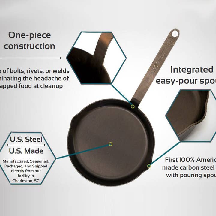 Cast-A-Way Carbon - Wholesale Cast Iron Skillet - 10” Carbon Steel Skillet4