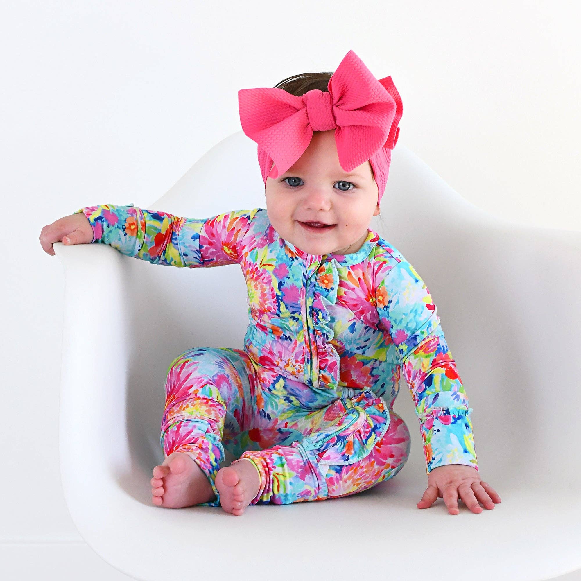 Gigi and Max - Wholesale Jumpsuit - Baby - Bianca RUFFLE ZIP Bamboo Floral Sleepies Little 8