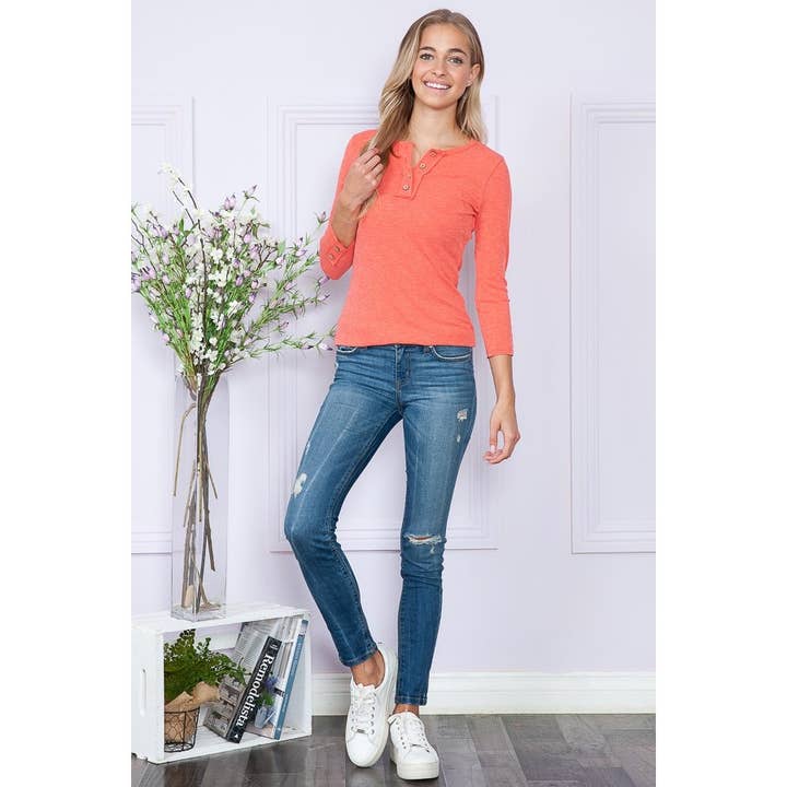 Chemise en henley uni à 4 et 3 manches SPECIAL pour la vente par Reborn J