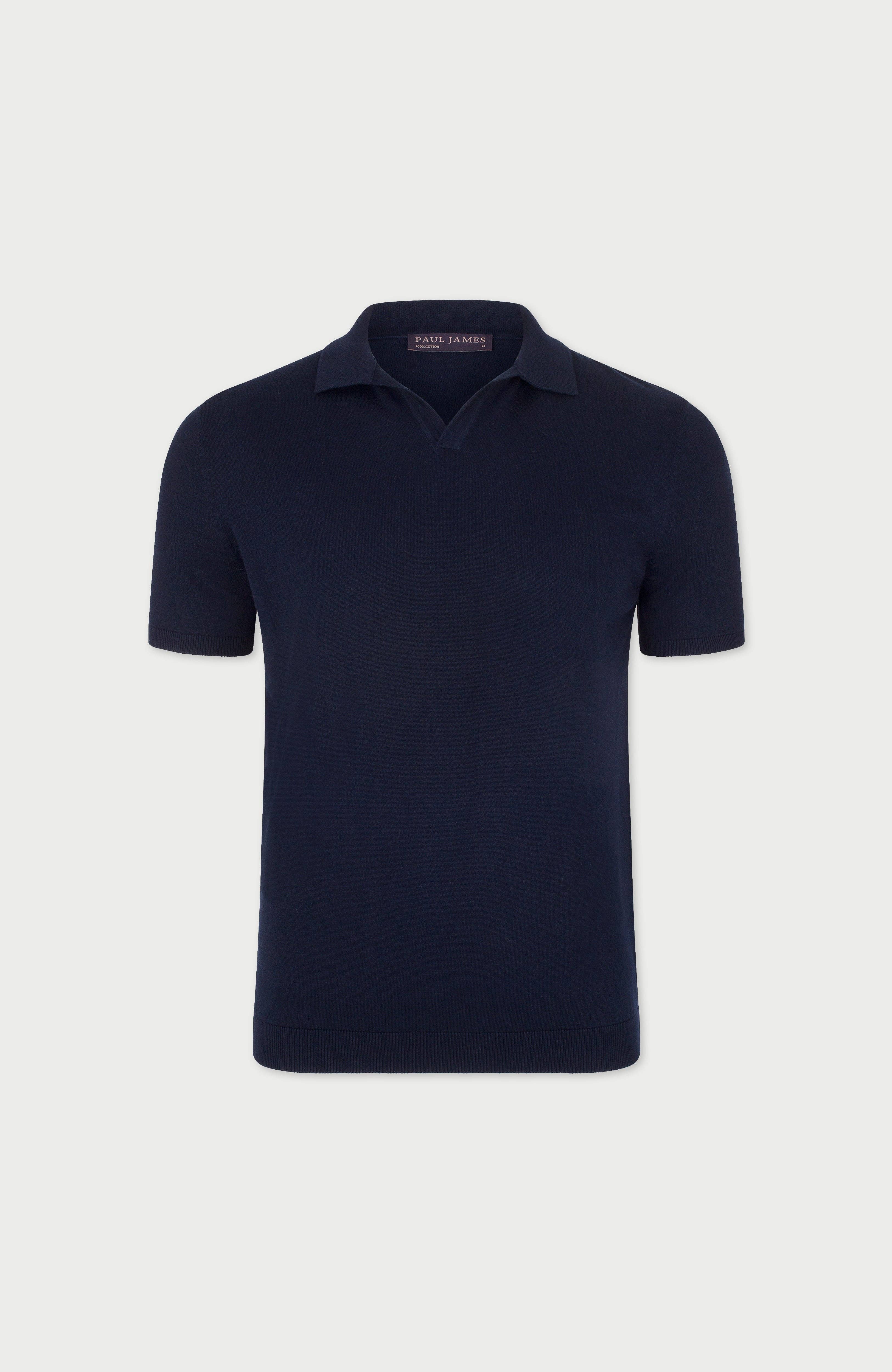 Paul James Knitwear – wholesale Polo – Men’s – Mens Ultra Fine Cotton Buttonless Polo Shirt14