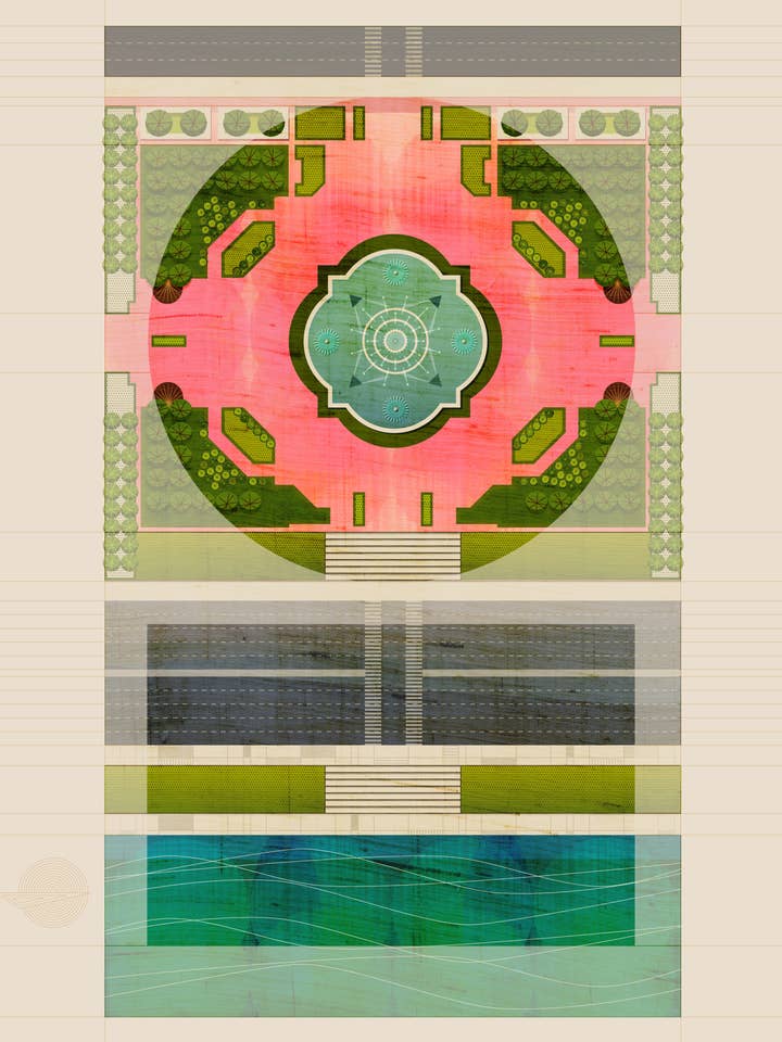 Chicago Buckingham Fountain / Lake Michigan for wholesale by Lucky Skye Graphics