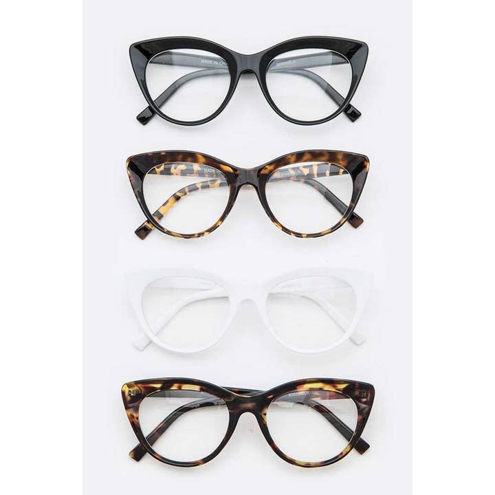 Mix Color Cat Eye Optical Clear Lens Glasses Set for wholesale by LA Jewelry Plaza