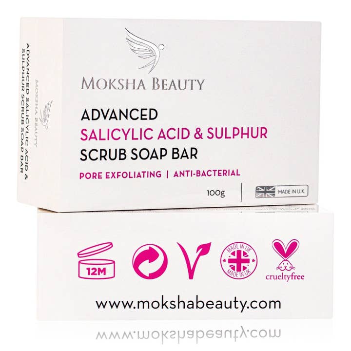 10 x Sulphur Soap with Salicylic Acid, Acne Soap Scrub 100g for wholesale by Moksha Beauty
