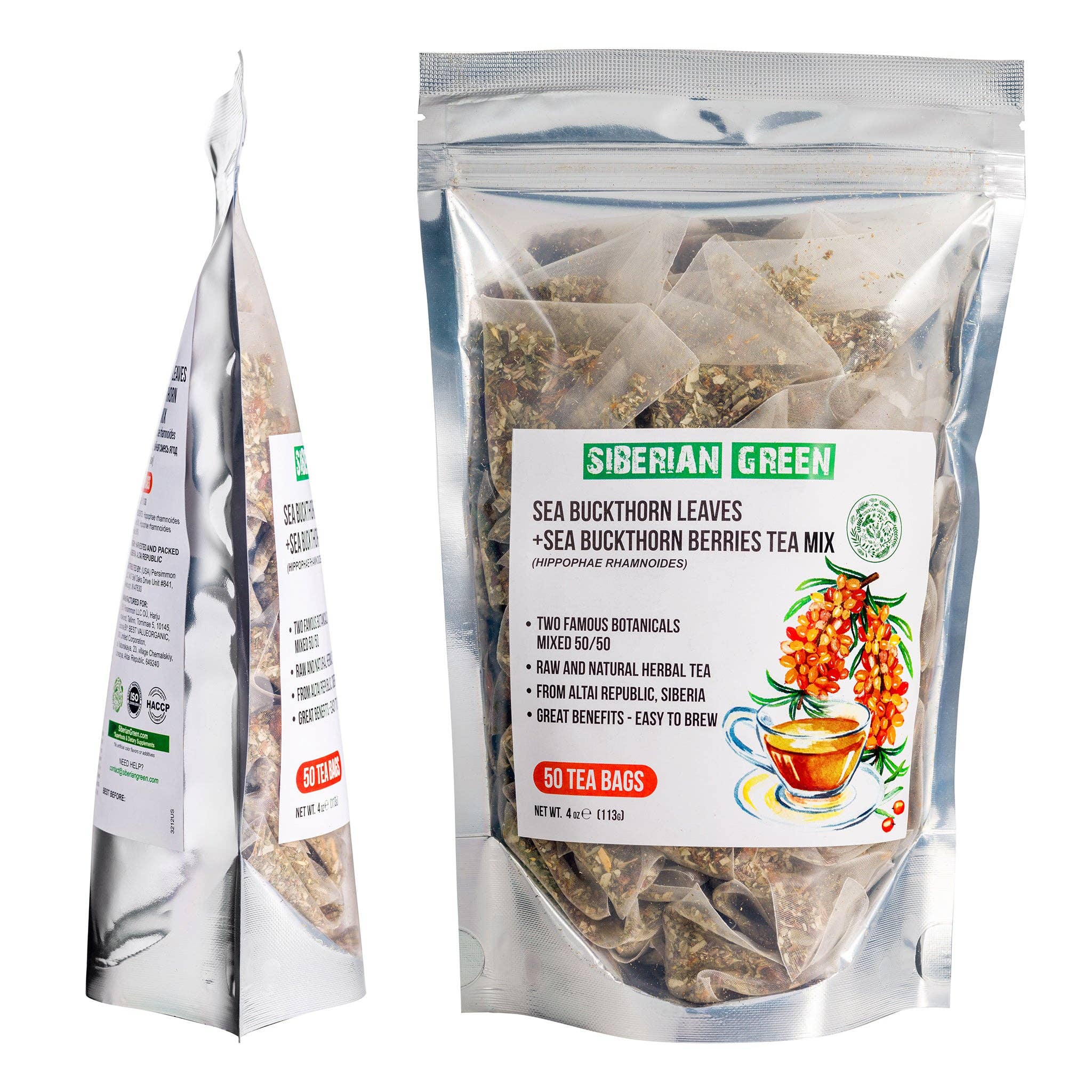 SiberianGreen - Wholesale Tea Bags - Sea Buckthorn Berry & Leaf Tea – 50-Pack Caffeine-Free Herbal Tea7