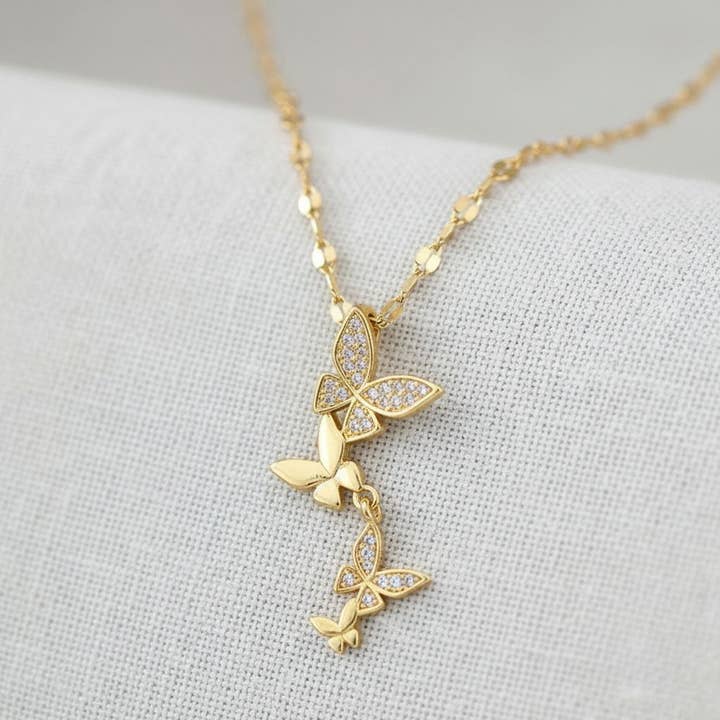 Titanium Butterfly Tassel Necklace for wholesale by scentll jewelry