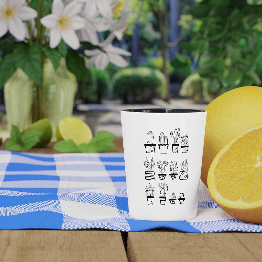Black Shot Glass Party Ceramic Tequila  Humorous Cactuses Enthusiasts Cactus Illustration Vintage Novelty Succulents for wholesale on Faire4