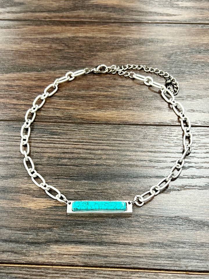 738764, 15" Bar Turquoise Necklace for wholesale by ISAC Trading Inc