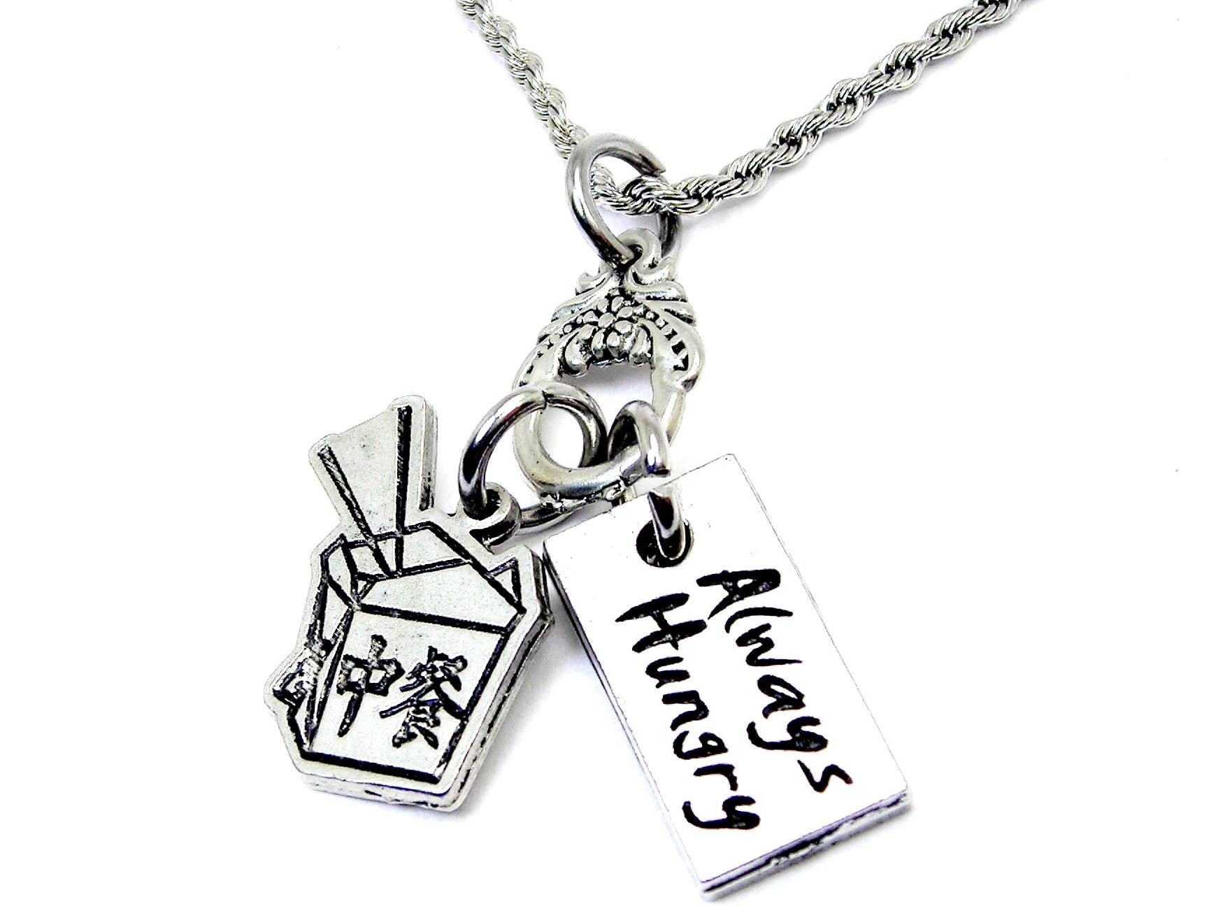 Chubby Chico Charms – Engroshandel Halskæde med vedhæng – Altid sulten kinesisk take away box Charm Holder halskæde0