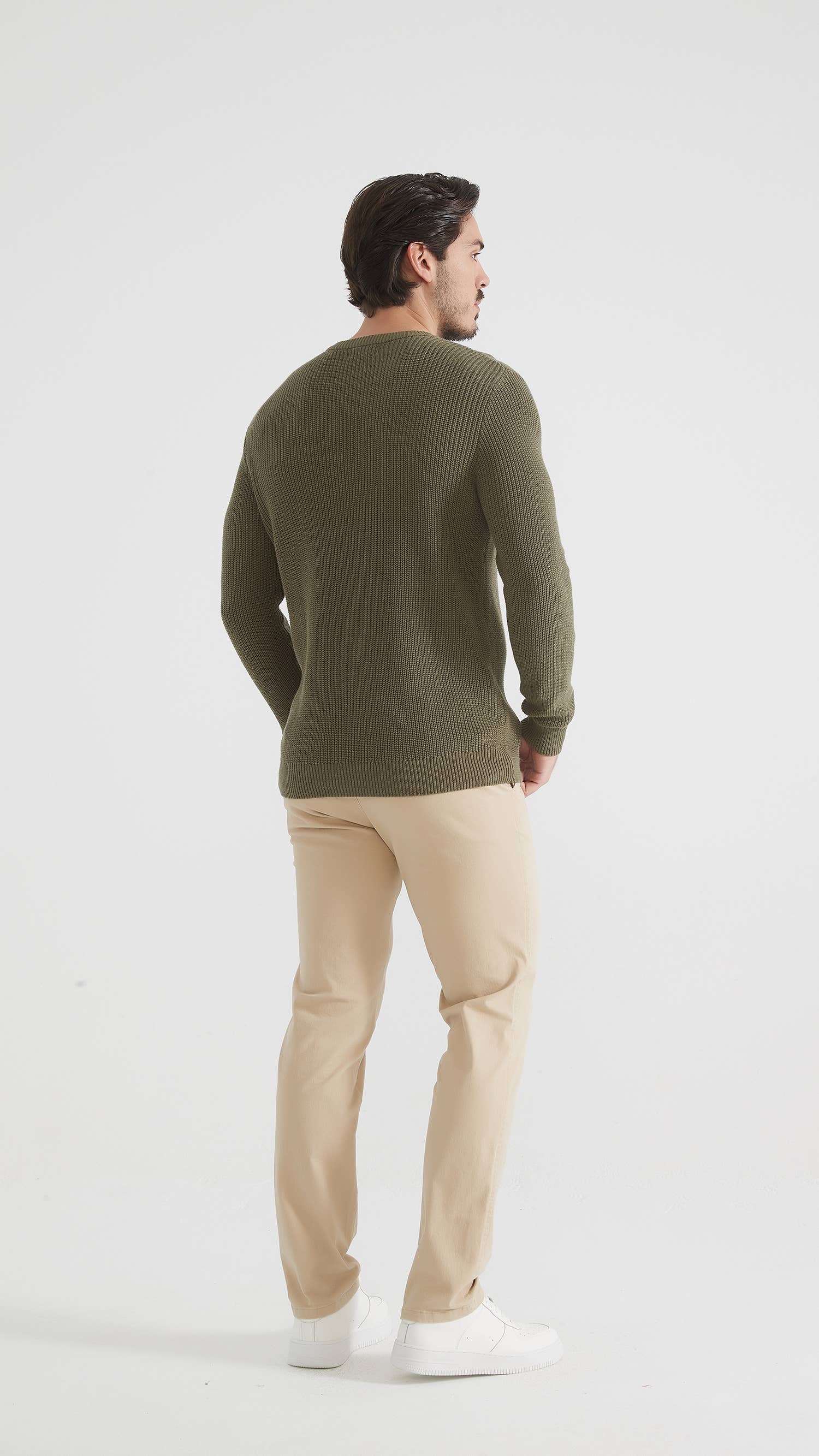 Yves Enzo – Pulôver - Homem por atacado – Camisola de gola redonda 100% algodão - Verde3