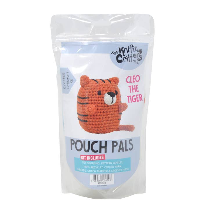 Creative World of Crafts – Engroshandel DIY-sysæt – Knitty Critters - Pouch Pals - Cleo The Tiger hæklesæt