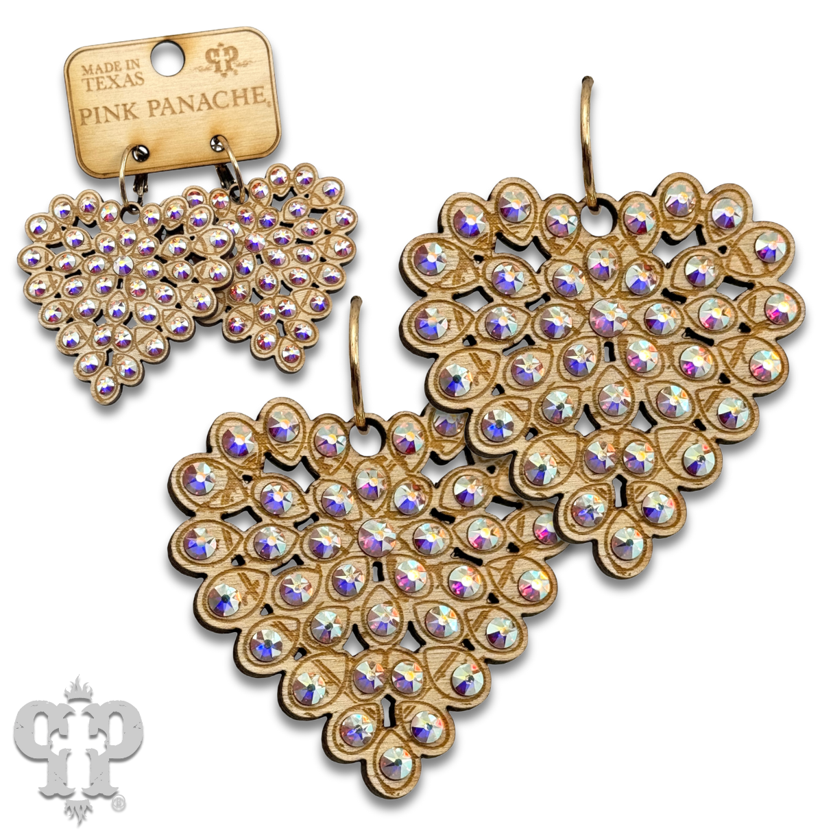 Pink Panache Brands - Wholesale Dangle Earrings - Laser cut rhinestone heart earring0